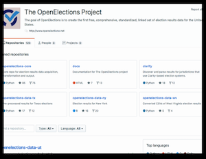 screenshot of OpenElections GitHub page